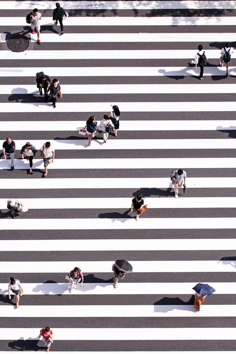 People moving across different paths representing compatibility dimensions