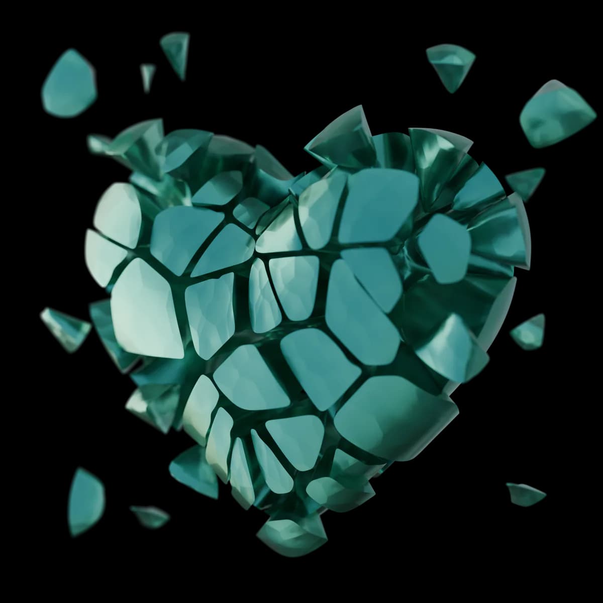 A fragmented heart representing the purpose behind Daty.ai